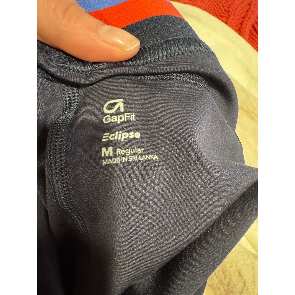 GAP | GapFit Eclipse Navy Blue Colorblock Side Stripe Athletic Leggings M - Picture 5 of 5